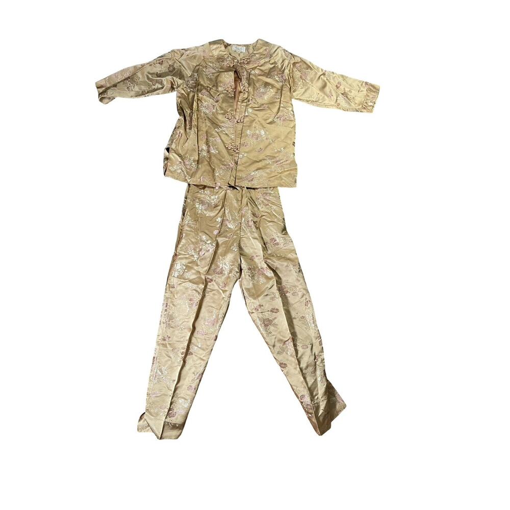Barbara Lee Made in Japan Oriental Jacket and Pants Women’s Size 12 Golden